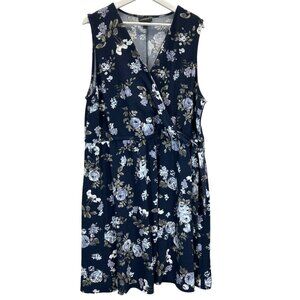 Lane Bryant Dress Womens 18/20 Plus Navy Sleeveless Floral Wrap